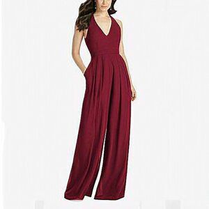 Dessy Collection Burgundy Jumpsuit